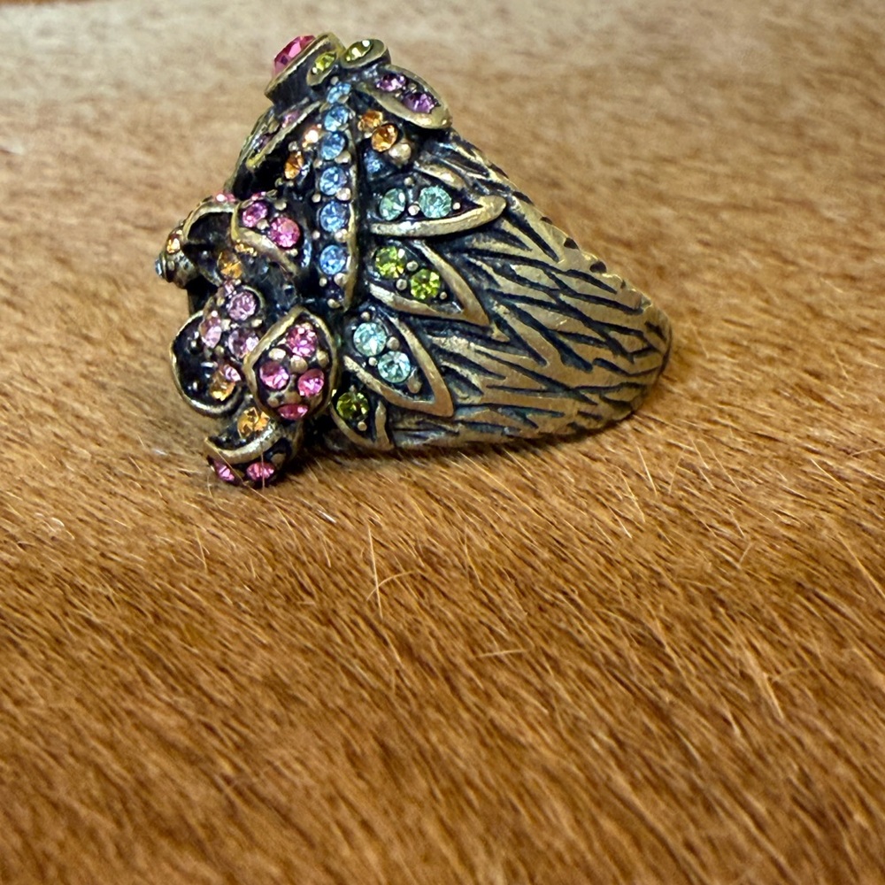 Heidi Daus "Dragonfly Dreams" Multicolor Crystal Statement Ring Sz 7 Whimsigoth - Picture 7 of 10